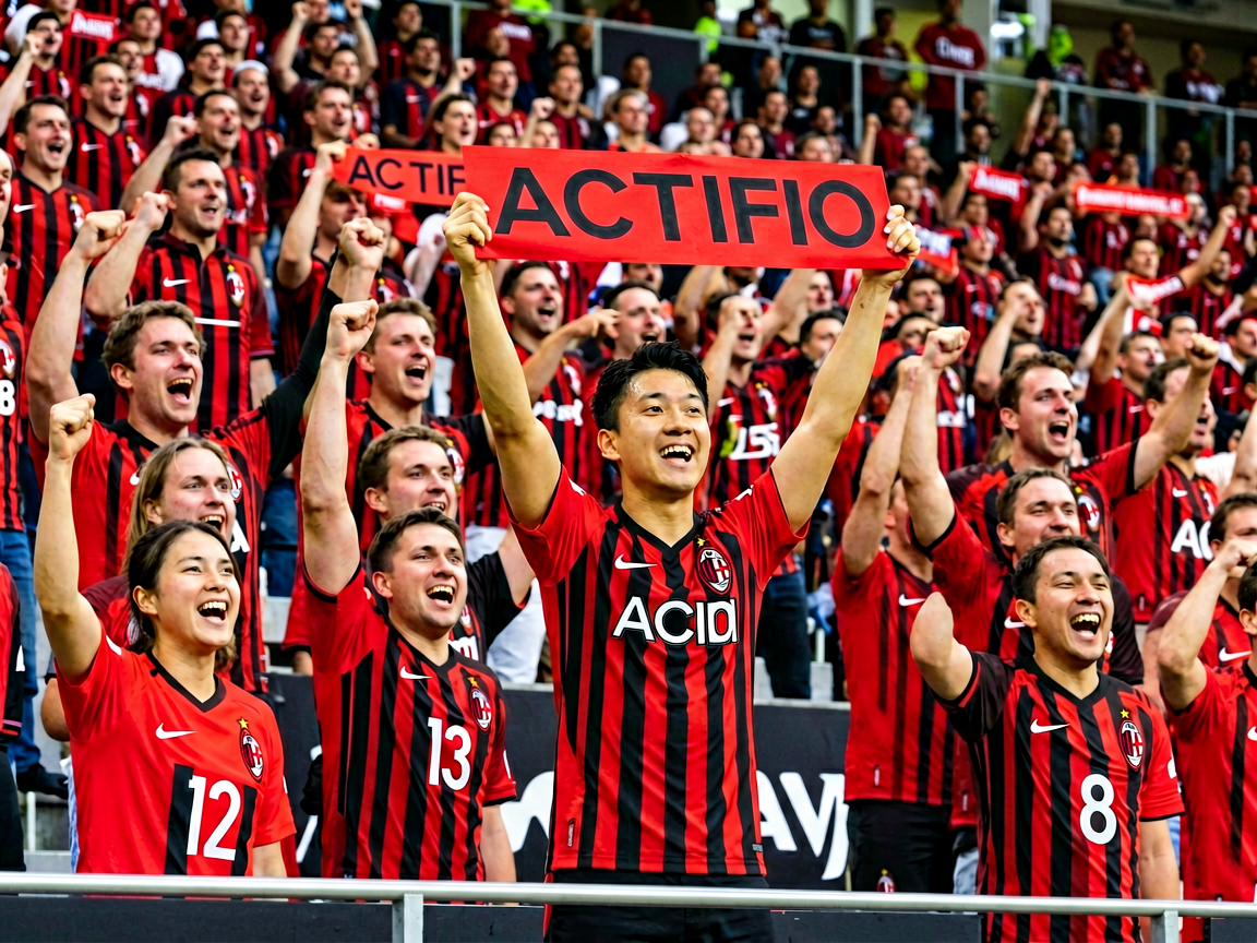AC米兰球迷在看台展示TIFO